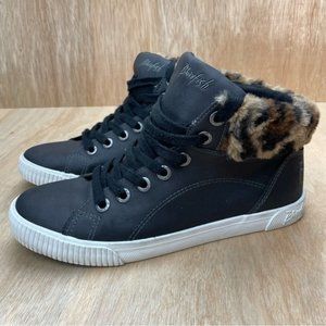 BLOWFISH Malibu Surf. Sand. Sail Black High Top Shoes Size 8.5-9 Faux Fur